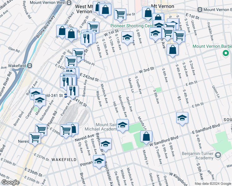 map of restaurants, bars, coffee shops, grocery stores, and more near 914 Cranford Avenue in The Bronx