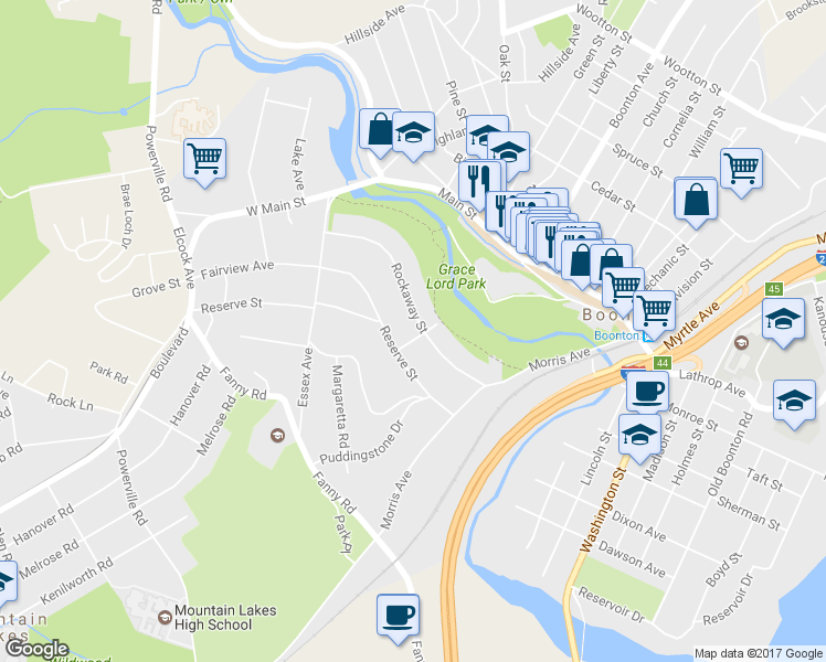 map of restaurants, bars, coffee shops, grocery stores, and more near 331 Rockaway Street in Boonton