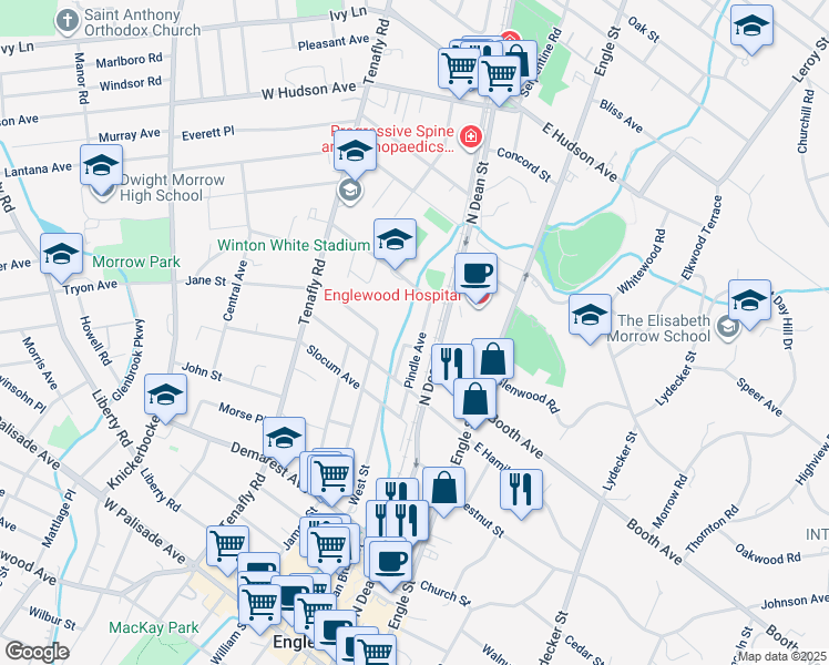 map of restaurants, bars, coffee shops, grocery stores, and more near 276 Pindle Avenue in Englewood