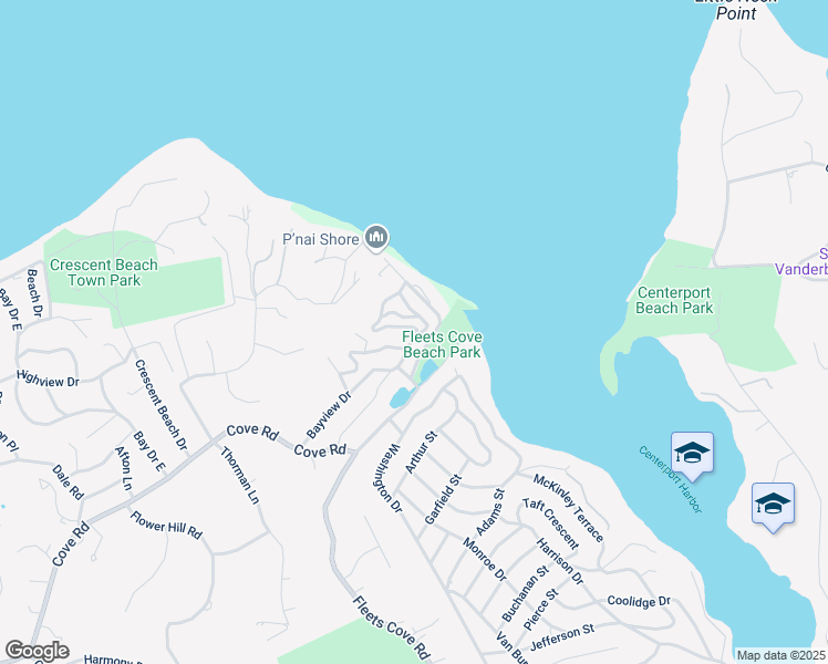 map of restaurants, bars, coffee shops, grocery stores, and more near 45 Bayview Drive in Huntington