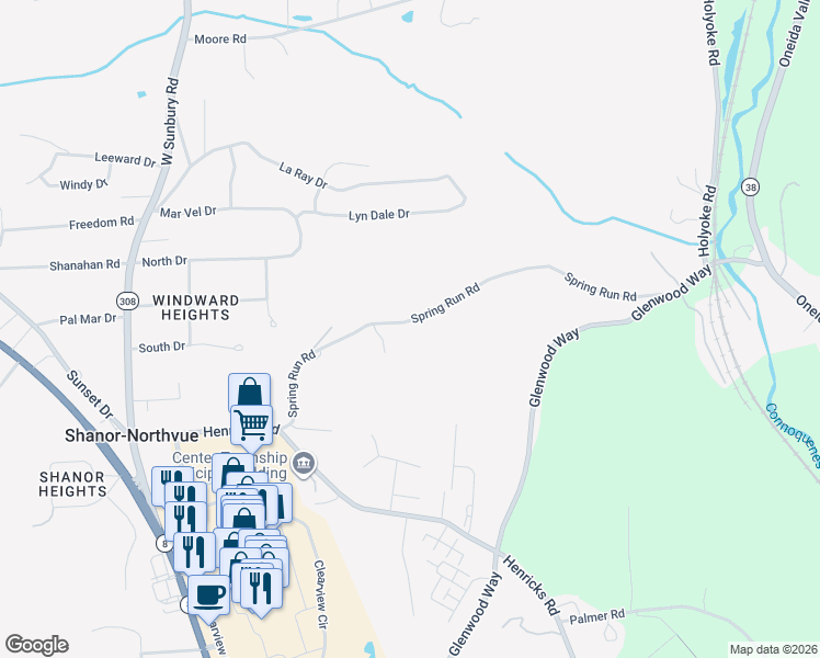 map of restaurants, bars, coffee shops, grocery stores, and more near 158 Spring Run Road in Butler
