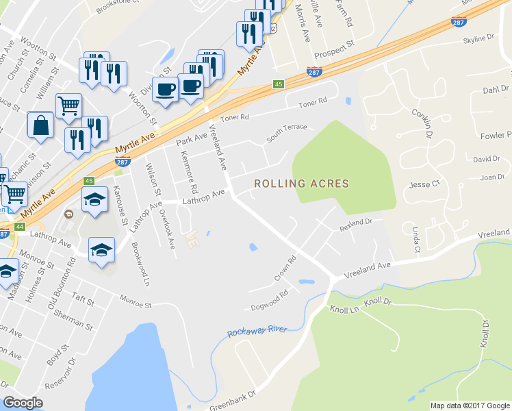 map of restaurants, bars, coffee shops, grocery stores, and more near 10 Jolie Court in Boonton
