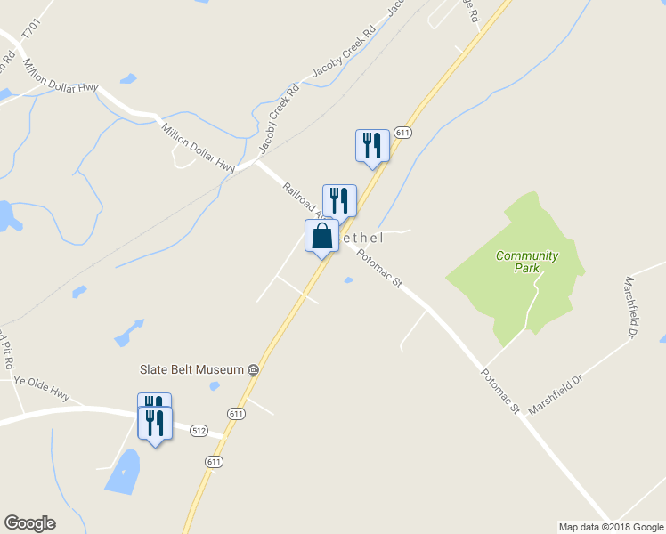map of restaurants, bars, coffee shops, grocery stores, and more near 2445 North Delaware Drive in Mount Bethel
