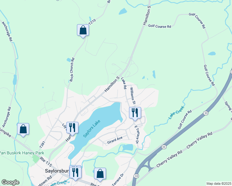 map of restaurants, bars, coffee shops, grocery stores, and more near 507 Oakwood Avenue in Saylorsburg