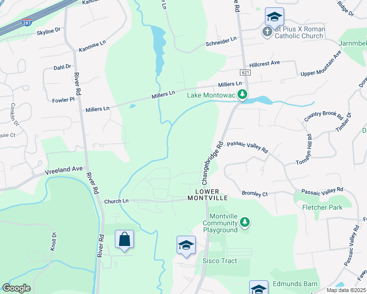 map of restaurants, bars, coffee shops, grocery stores, and more near 75 Changebridge Road in Montville