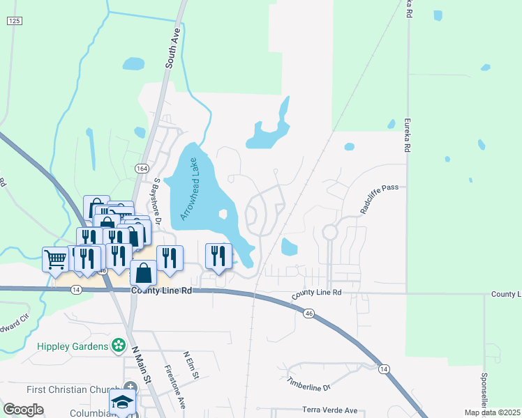 map of restaurants, bars, coffee shops, grocery stores, and more near 373 Windjammer Drive in Columbiana