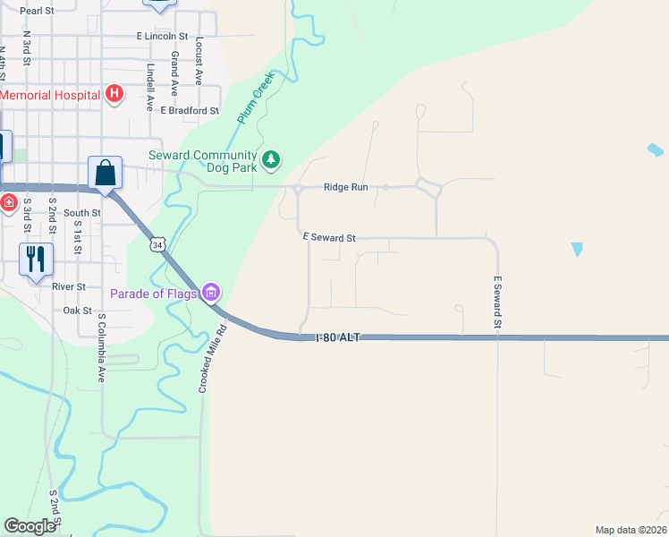 map of restaurants, bars, coffee shops, grocery stores, and more near 582 Chestnut Circle in Seward