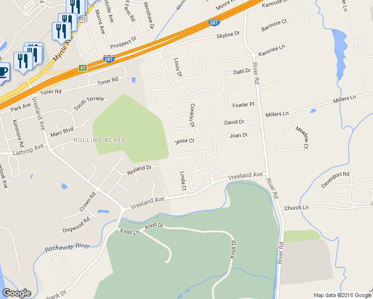 map of restaurants, bars, coffee shops, grocery stores, and more near 85 Jesse Court in Montville