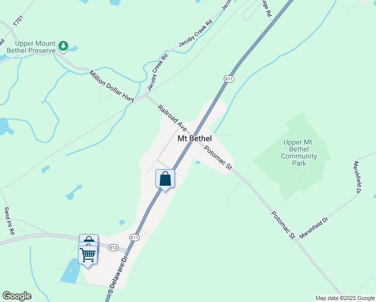 map of restaurants, bars, coffee shops, grocery stores, and more near 2455 North Delaware Drive in Mount Bethel