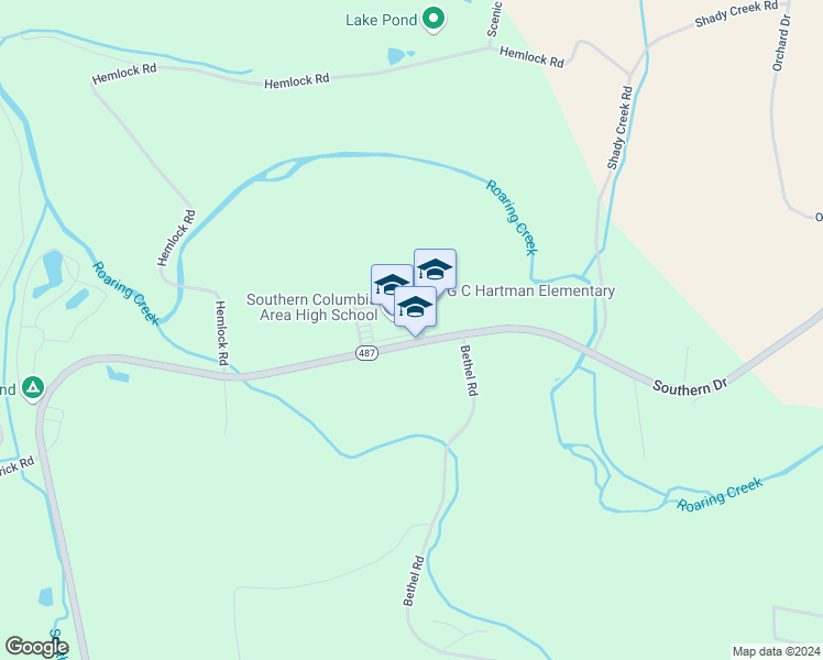 map of restaurants, bars, coffee shops, grocery stores, and more near 812 Southern Drive in Catawissa