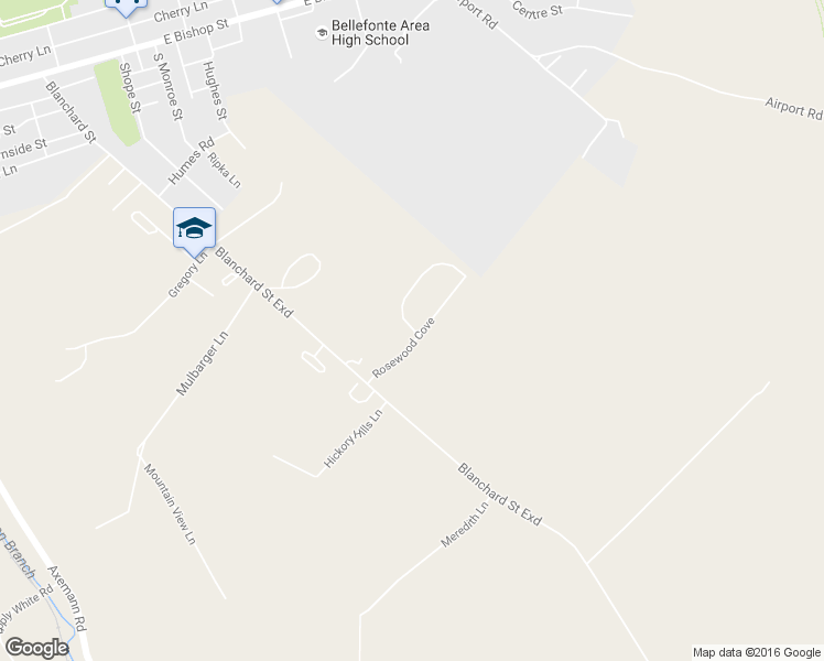 map of restaurants, bars, coffee shops, grocery stores, and more near Rosewood Cove in Bellefonte