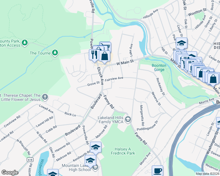 map of restaurants, bars, coffee shops, grocery stores, and more near 120 Ely Road in Boonton