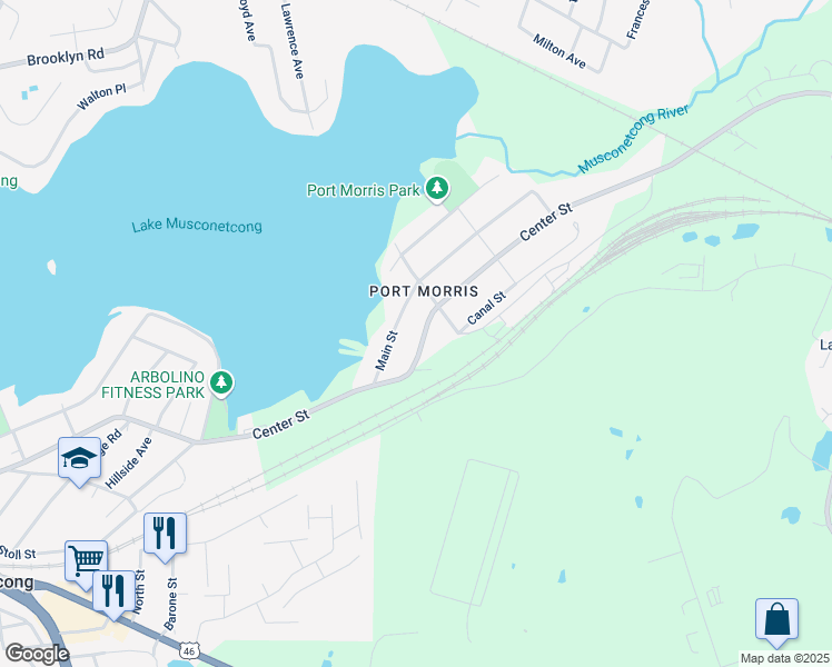 map of restaurants, bars, coffee shops, grocery stores, and more near in Roxbury Township