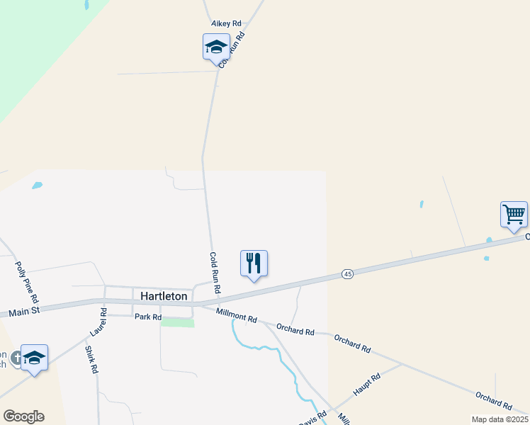 map of restaurants, bars, coffee shops, grocery stores, and more near in Hartleton