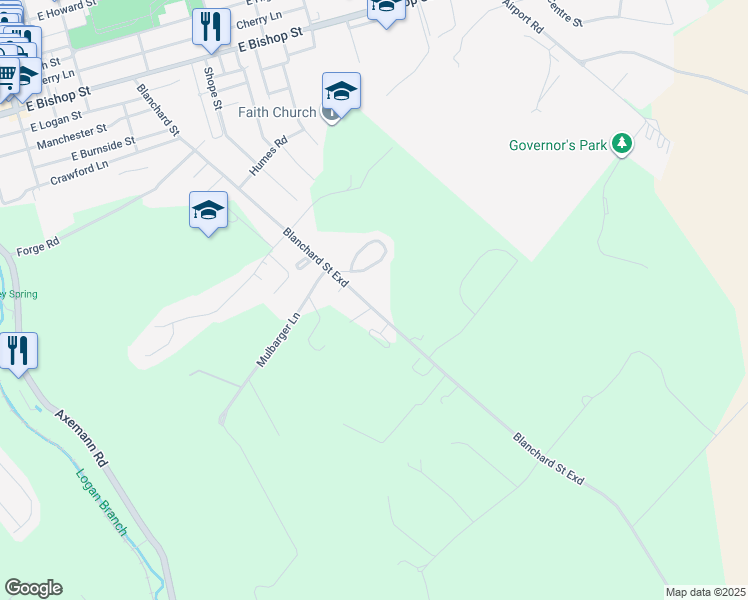 map of restaurants, bars, coffee shops, grocery stores, and more near 722 Blanchard Street in Bellefonte