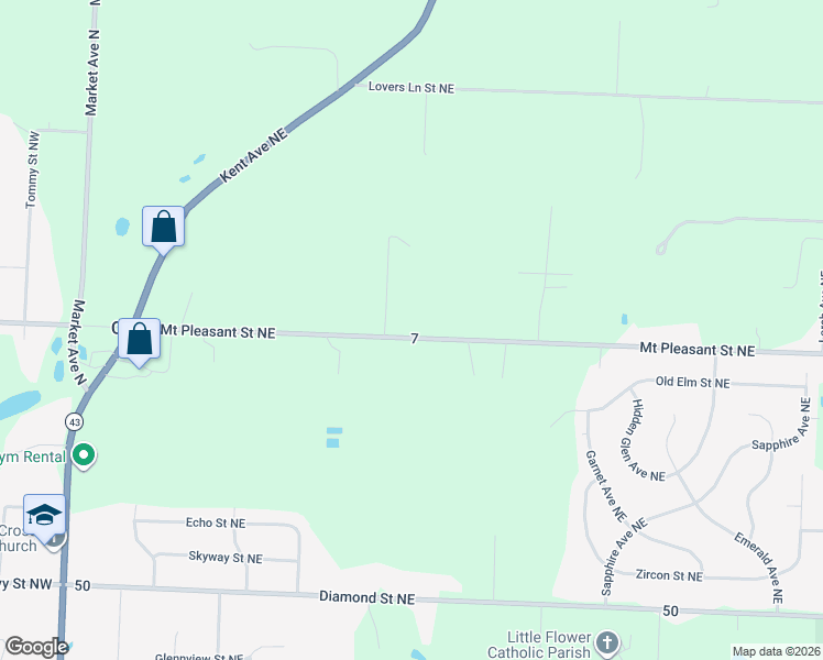 map of restaurants, bars, coffee shops, grocery stores, and more near 1675 Mount Pleasant Street Northeast in Canton
