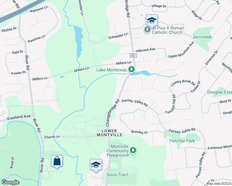 map of restaurants, bars, coffee shops, grocery stores, and more near 75 Changebridge Road in Montville