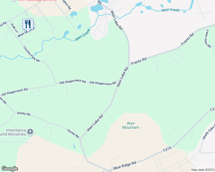 map of restaurants, bars, coffee shops, grocery stores, and more near Old Stagecoach Road in Kunkletown