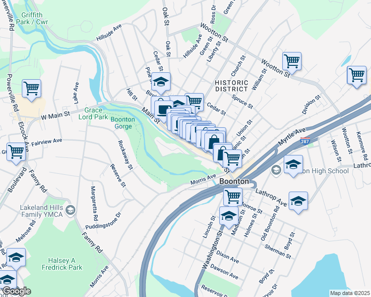 map of restaurants, bars, coffee shops, grocery stores, and more near 2 Plane Street in Boonton
