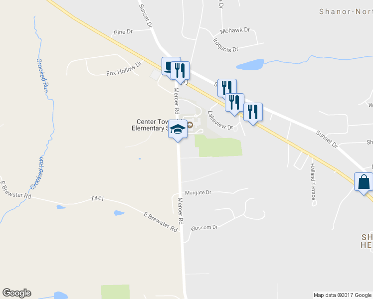 map of restaurants, bars, coffee shops, grocery stores, and more near 940 Mercer Road in Butler