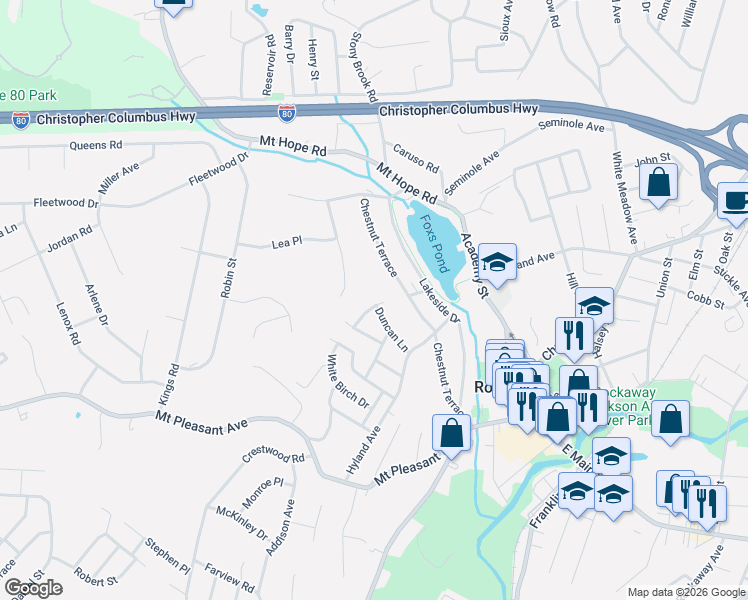 map of restaurants, bars, coffee shops, grocery stores, and more near 60 Hickory Place in Rockaway