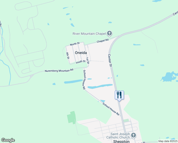 map of restaurants, bars, coffee shops, grocery stores, and more near Nuremberg Road in Oneida