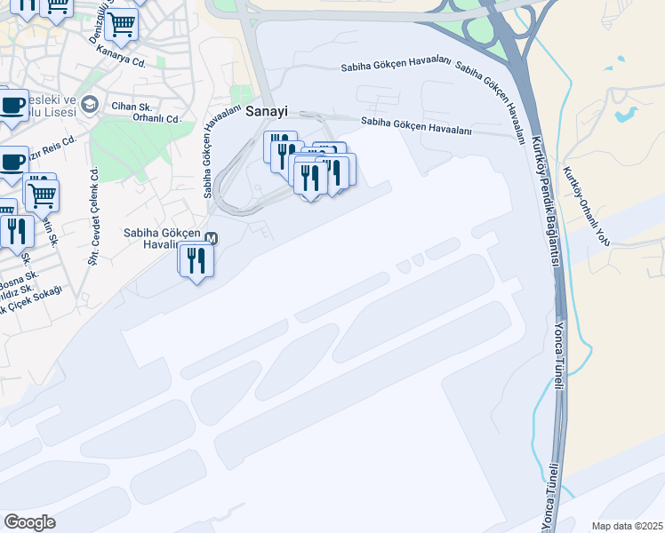 map of restaurants, bars, coffee shops, grocery stores, and more near in Pendik