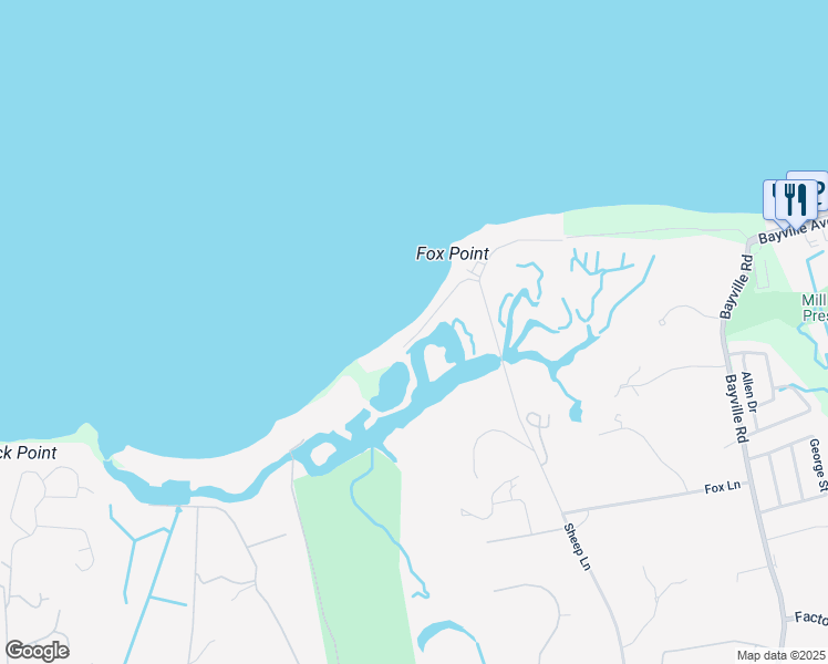 map of restaurants, bars, coffee shops, grocery stores, and more near 103-109 Sheep Lane in Locust Valley