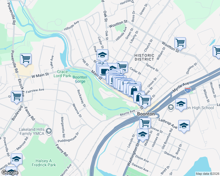 map of restaurants, bars, coffee shops, grocery stores, and more near 30 Plane Street in Boonton