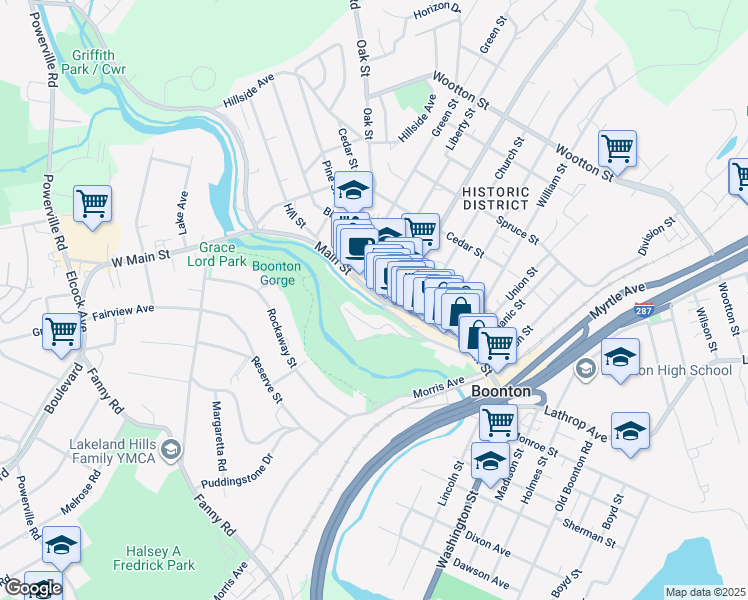 map of restaurants, bars, coffee shops, grocery stores, and more near 30 Plane Street in Boonton