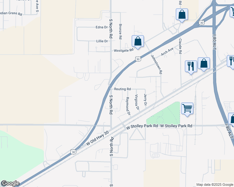 map of restaurants, bars, coffee shops, grocery stores, and more near 3981 Reuting Road in Grand Island