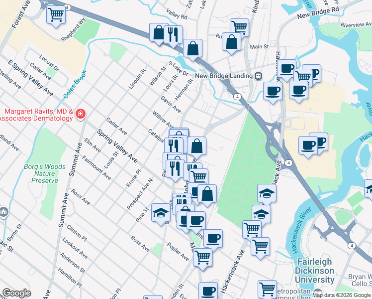 map of restaurants, bars, coffee shops, grocery stores, and more near 860 Main Street in Hackensack