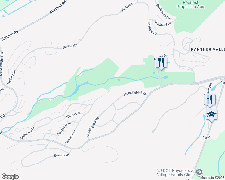 map of restaurants, bars, coffee shops, grocery stores, and more near 32 Cardinal Road in Hackettstown