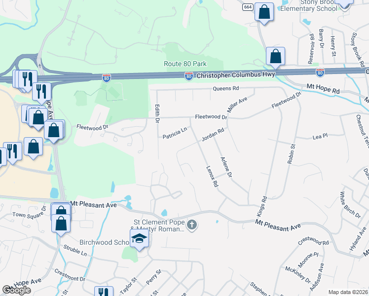 map of restaurants, bars, coffee shops, grocery stores, and more near 108 Jordan Road in Rockaway