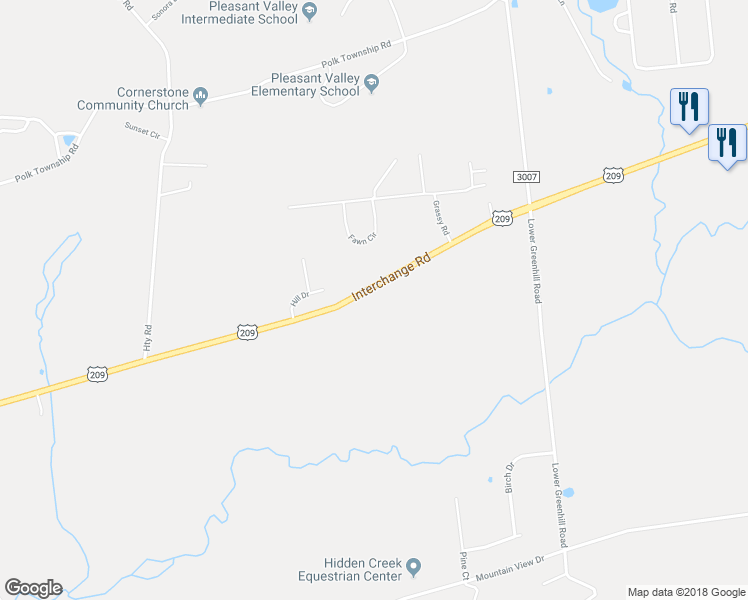 map of restaurants, bars, coffee shops, grocery stores, and more near 856 Interchange Road in Kunkletown
