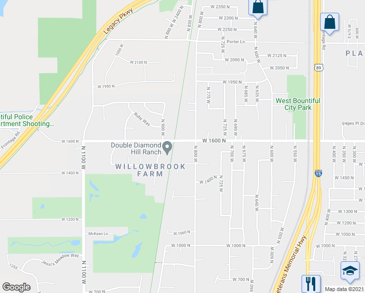 map of restaurants, bars, coffee shops, grocery stores, and more near 831 W Pages Ln in West Bountiful