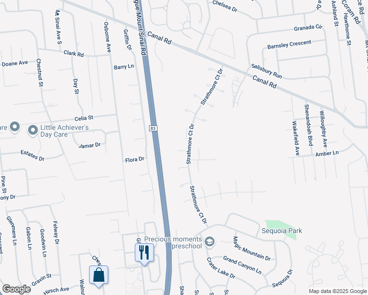 map of restaurants, bars, coffee shops, grocery stores, and more near 3 Norfolk Court in Coram