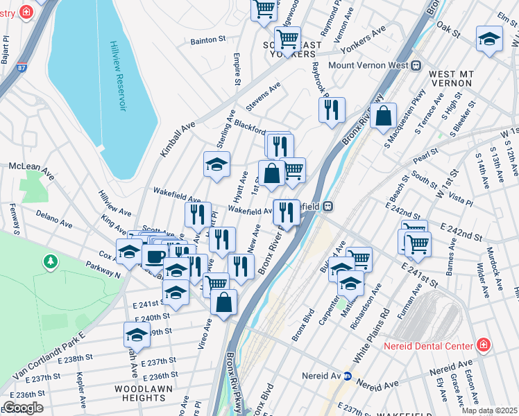 map of restaurants, bars, coffee shops, grocery stores, and more near in 