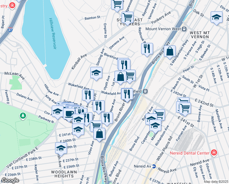 map of restaurants, bars, coffee shops, grocery stores, and more near in 