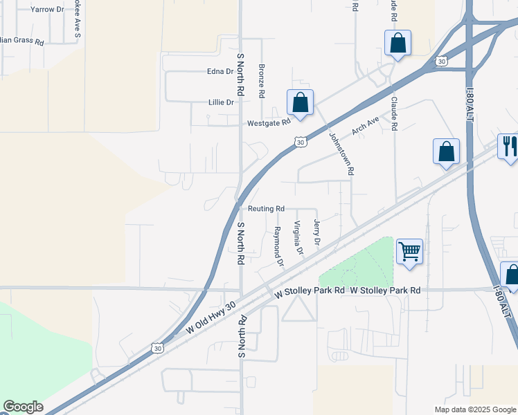 map of restaurants, bars, coffee shops, grocery stores, and more near 3981 Reuting Road in Grand Island