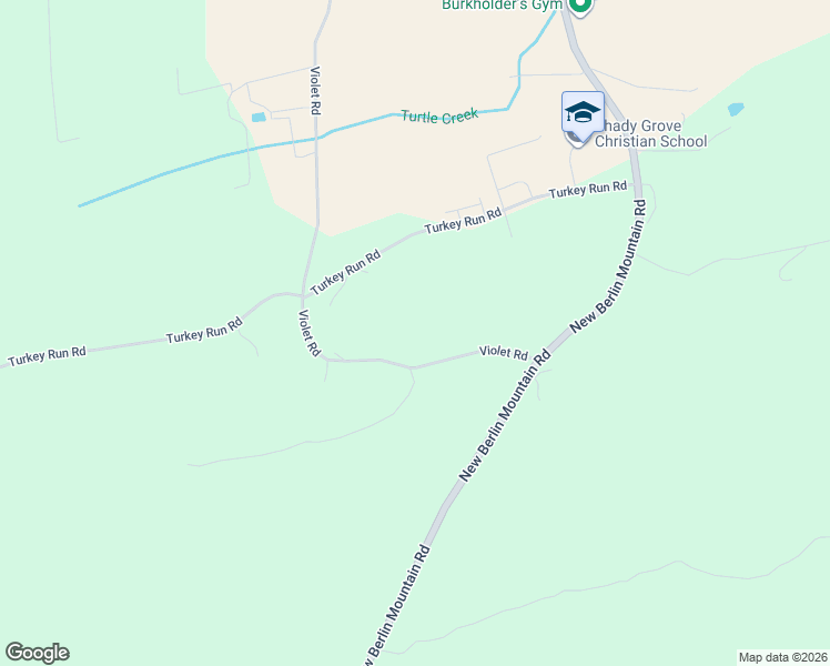 map of restaurants, bars, coffee shops, grocery stores, and more near 1297 Violet Road in Mifflinburg