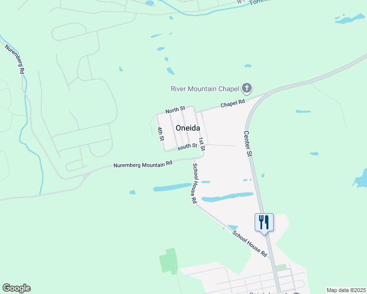map of restaurants, bars, coffee shops, grocery stores, and more near south street in Oneida