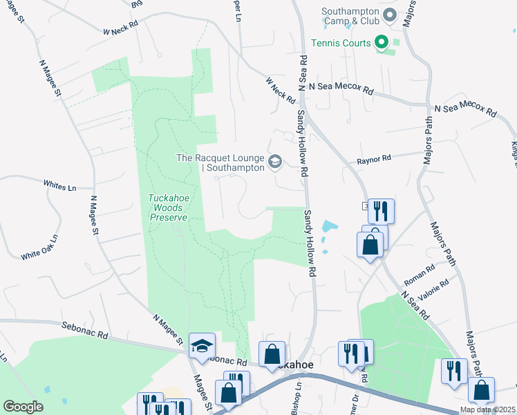map of restaurants, bars, coffee shops, grocery stores, and more near 1 Mountain Laurel Lane in Southampton