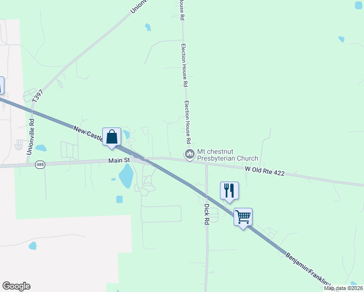 map of restaurants, bars, coffee shops, grocery stores, and more near 926 West Old Route 422 in Prospect