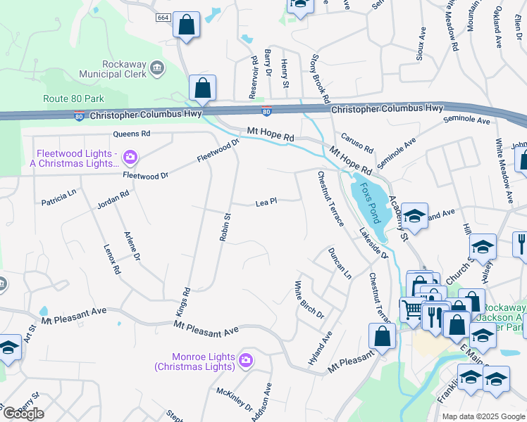 map of restaurants, bars, coffee shops, grocery stores, and more near 9 Lea Place in Rockaway