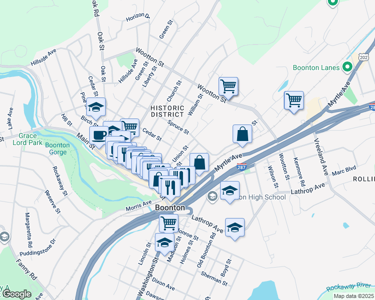 map of restaurants, bars, coffee shops, grocery stores, and more near 314 Mechanic Street in Boonton
