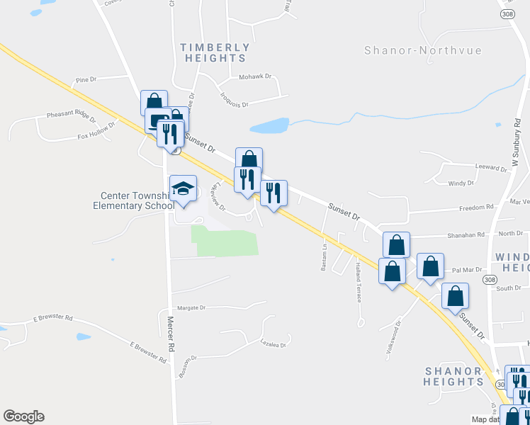 map of restaurants, bars, coffee shops, grocery stores, and more near 111 Saint Andrews Drive in Butler