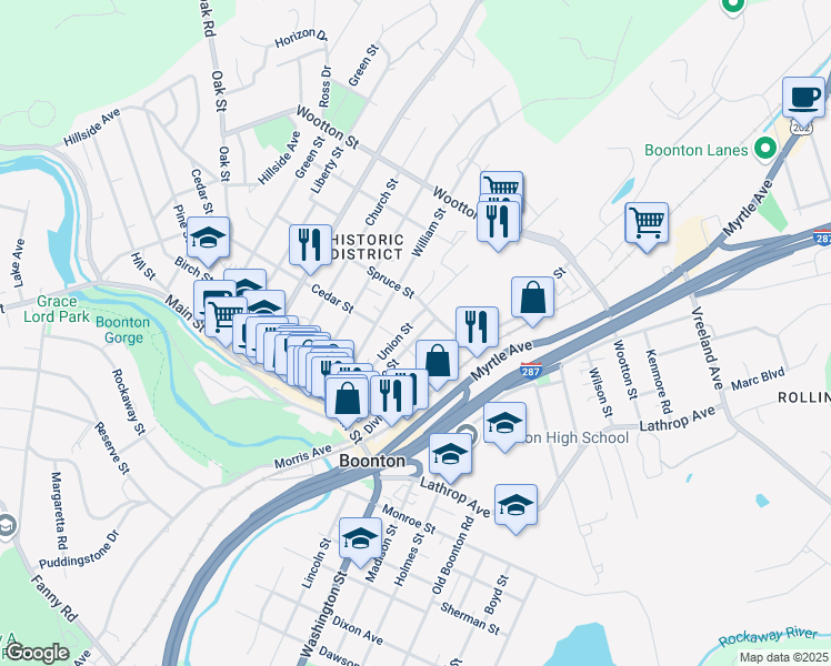 map of restaurants, bars, coffee shops, grocery stores, and more near 314 Mechanic Street in Boonton