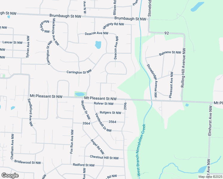 map of restaurants, bars, coffee shops, grocery stores, and more near 8122 Oyler Circle Northwest in North Canton