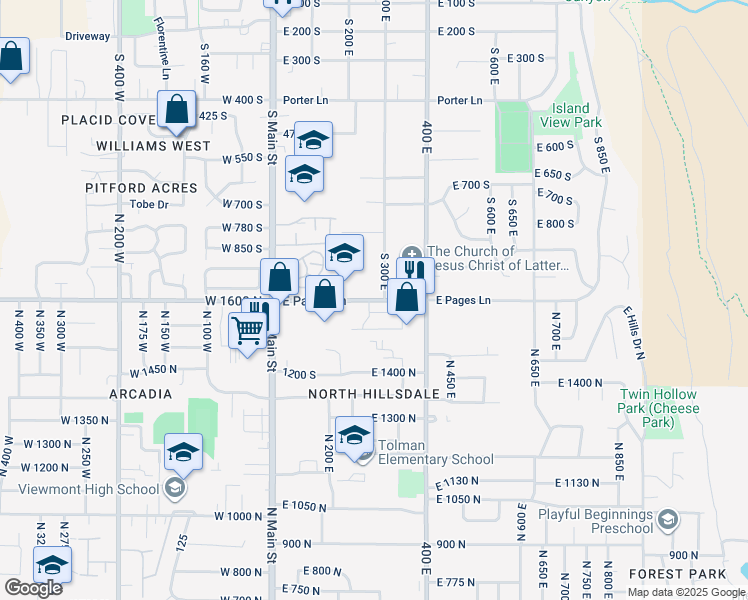 map of restaurants, bars, coffee shops, grocery stores, and more near 295 East Pages Lane in Centerville